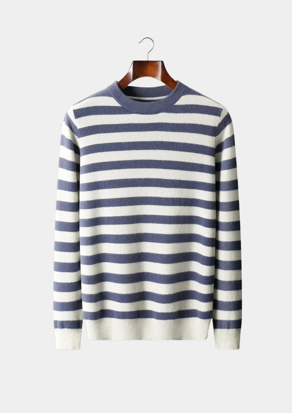 PURE EXTRA-FINE MERINO WOOL STRIPED CREWNECK