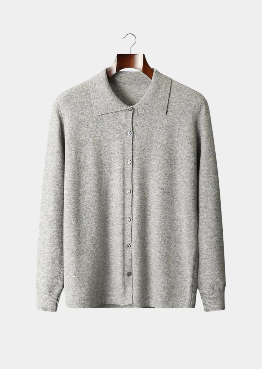 PURE EXTRA-FINE MERINO WOOL POLO CARDIGAN