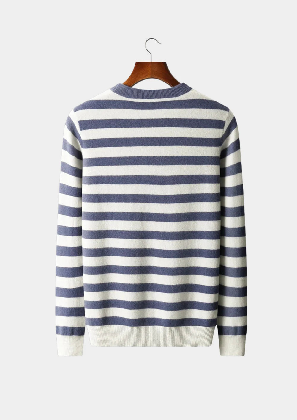 PURE EXTRA-FINE MERINO WOOL STRIPED CREWNECK