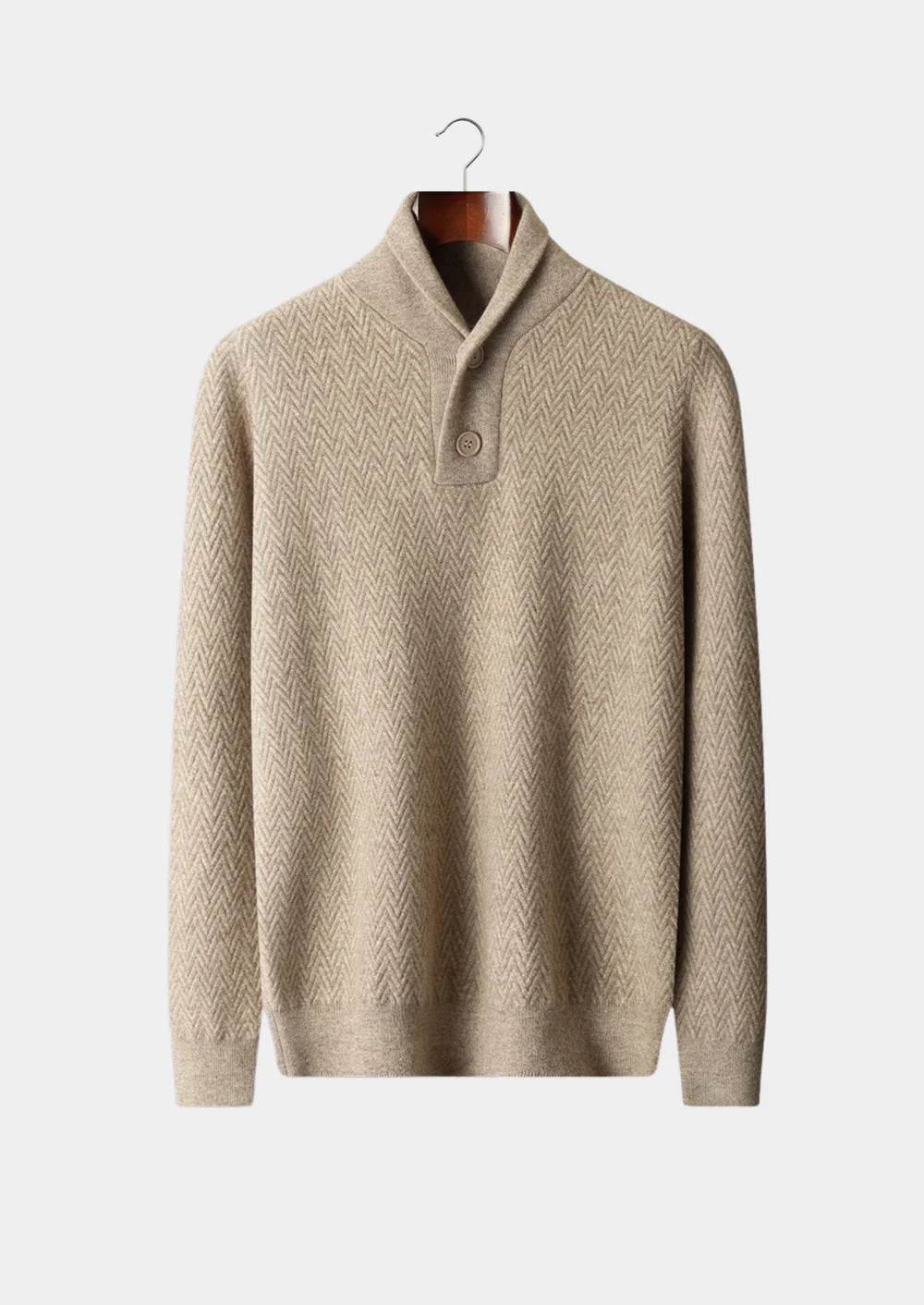 PREMIUM CASHMERE ZIGZAG BUTTON SWEATER