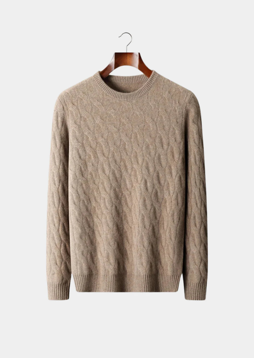 PREMIUM CASHMERE CABLE CREWNECK