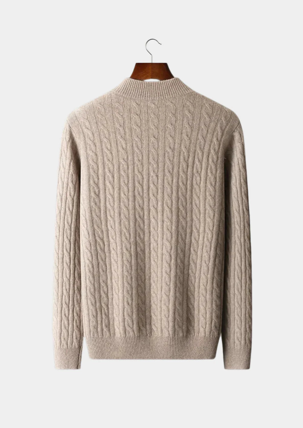 PURE EXTRA-FINE MERINO WOOL CABLE HALF ZIP