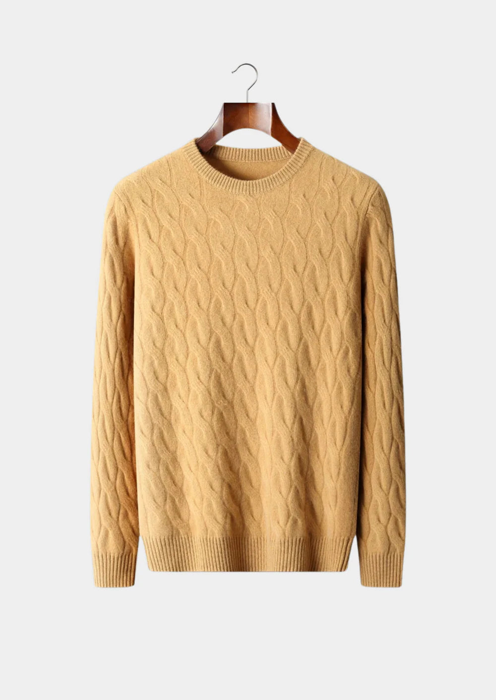 PREMIUM CASHMERE CABLE CREWNECK