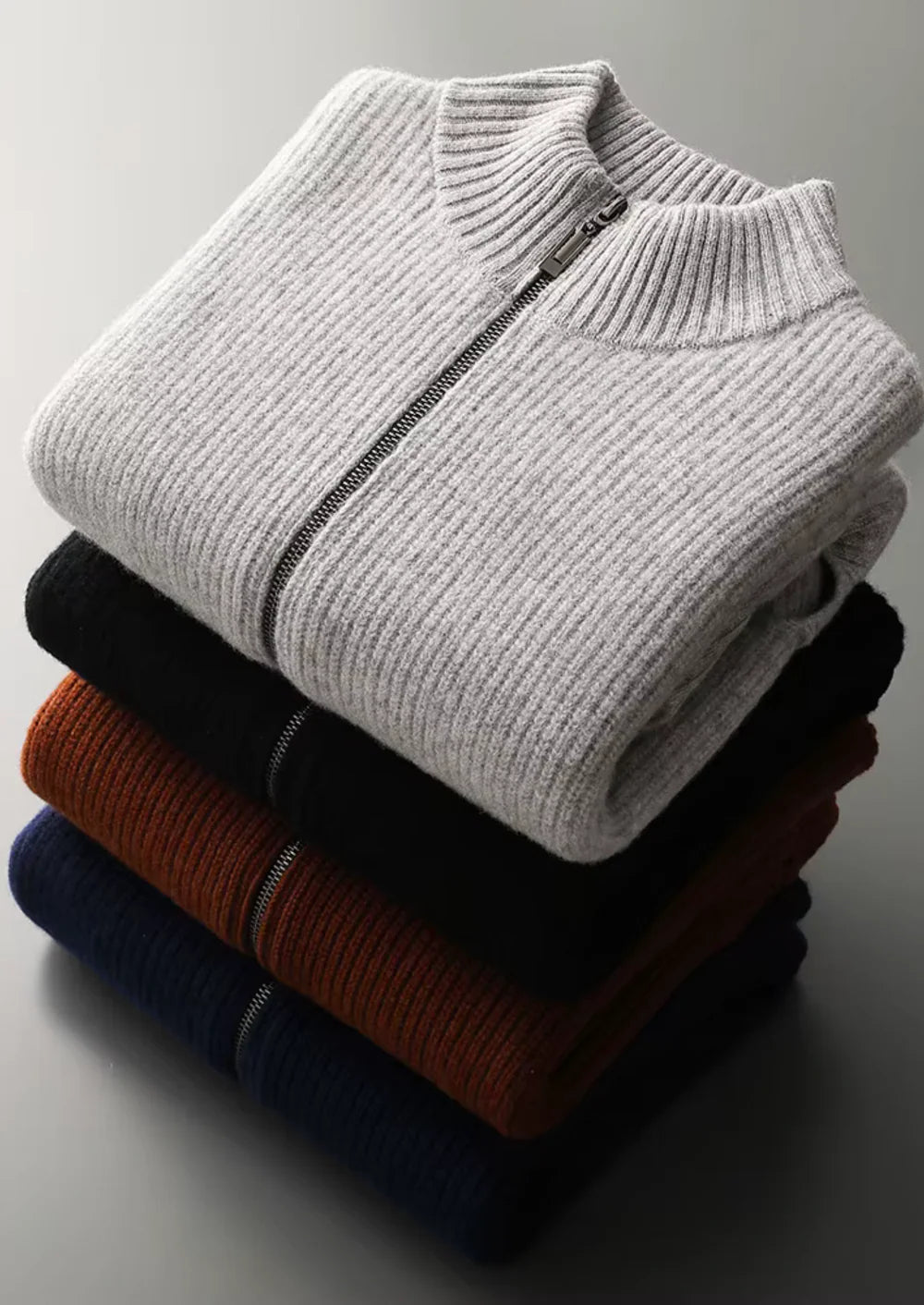 PURE EXTRA-FINE MERINO WOOL RIBBED CARDIGAN