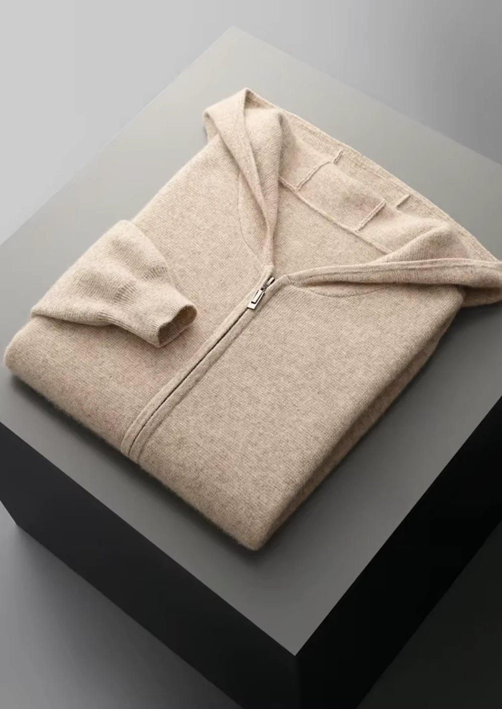 PURE EXTRA-FINE MERINO WOOL ZIPPER HOODIE