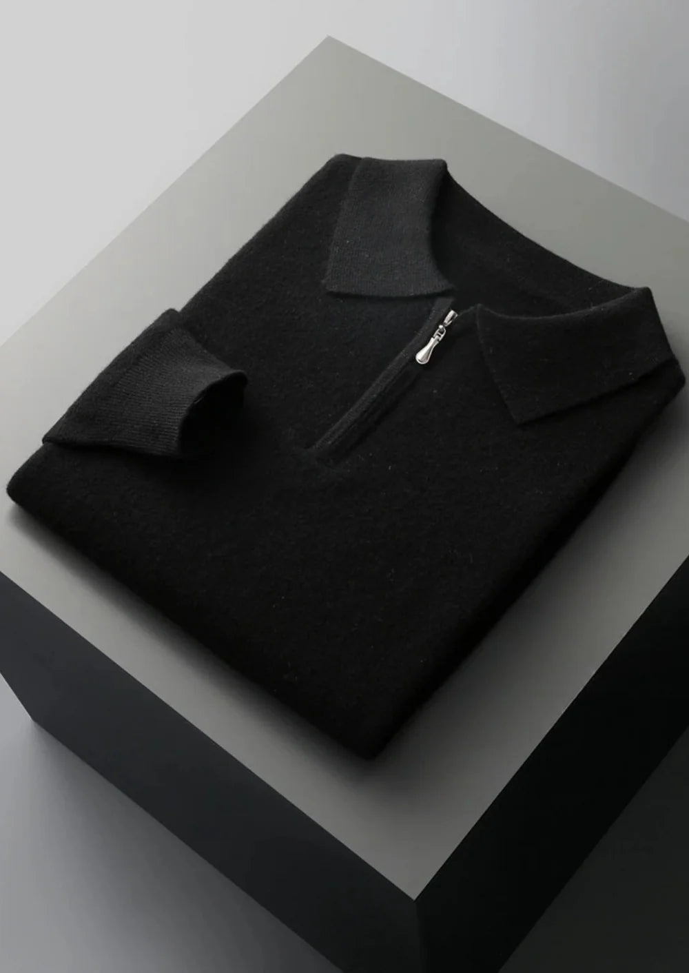 PURE EXTRA-FINE MERINO WOOL HALF ZIP POLO