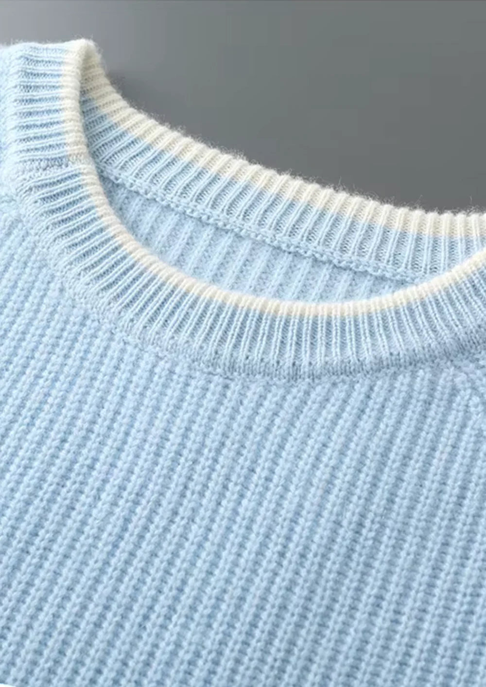 PURE EXTRA-FINE MERINO WOOL TWO TONE CREWNECK
