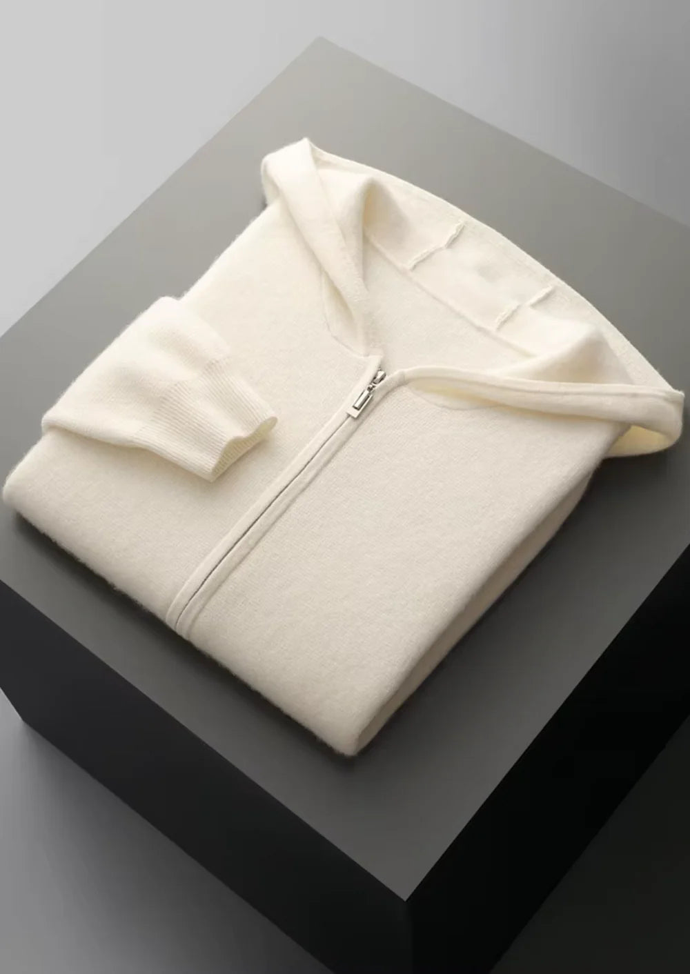 PURE EXTRA-FINE MERINO WOOL ZIPPER HOODIE