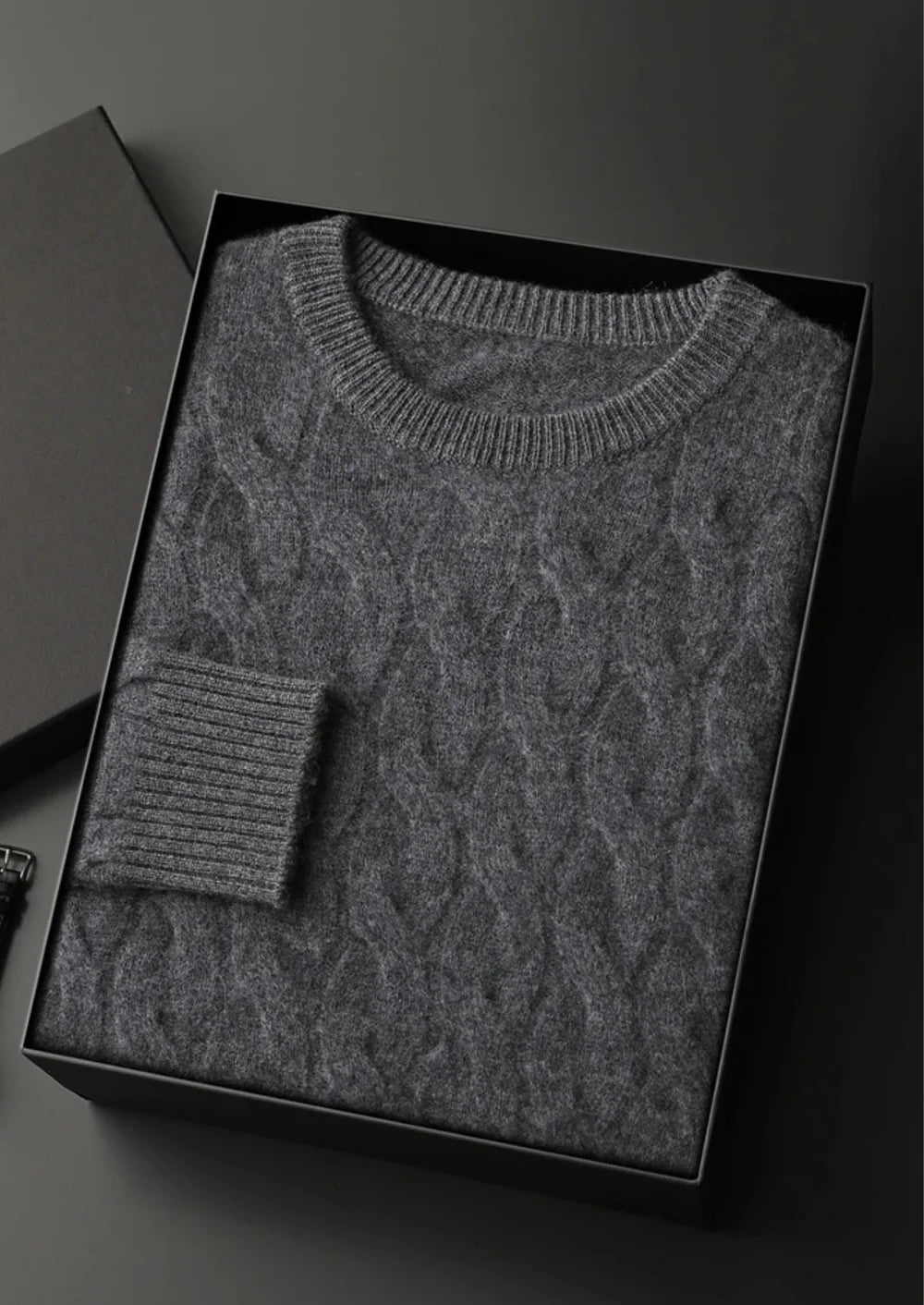 PREMIUM CASHMERE CABLE CREWNECK