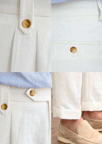 NAPOLI PLEATED COASTAL TROUSERS- White