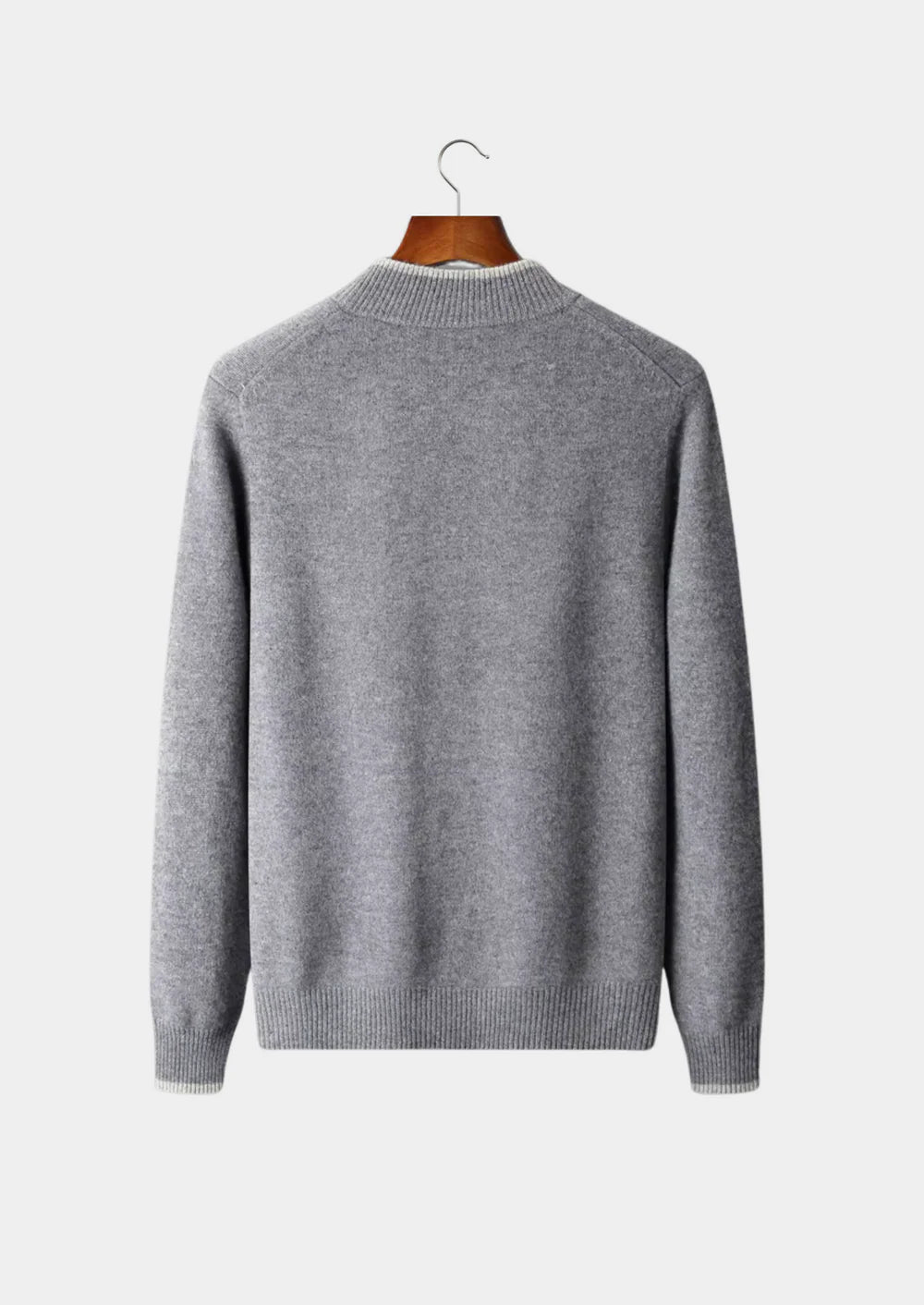 PURE EXTRA-FINE MERINO WOOL TWO-TONE ZIP CARDIGAN