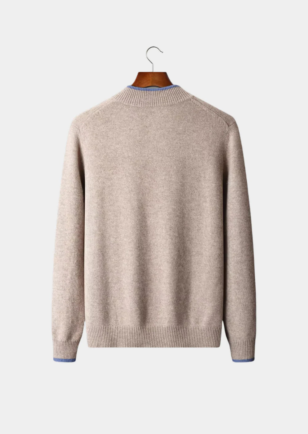 PURE EXTRA-FINE MERINO WOOL TWO-TONE ZIP CARDIGAN