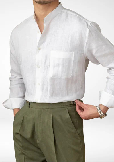 BRUNELLO SEASIDE LINEN SHIRT- White