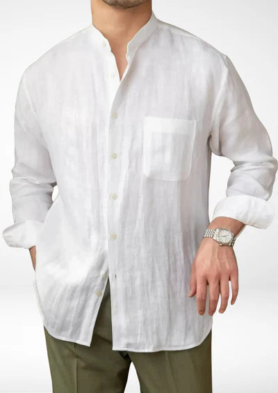 BRUNELLO SEASIDE LINEN SHIRT- White