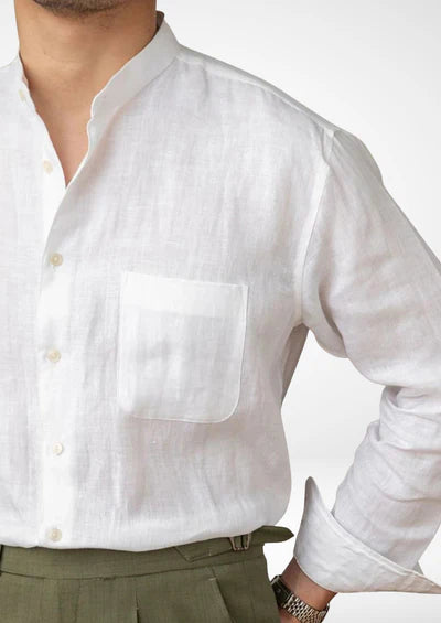 BRUNELLO SEASIDE LINEN SHIRT- White