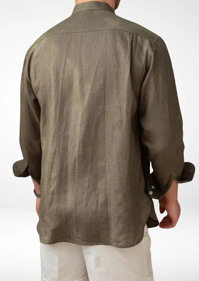 BRUNELLO SEASIDE LINEN SHIRT - Olive