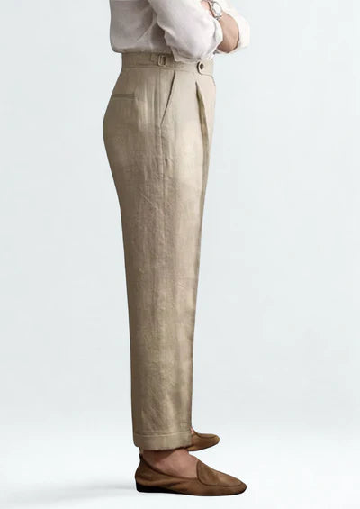 TUSCANY PLEATED COASTAL TROUSERS - Sand