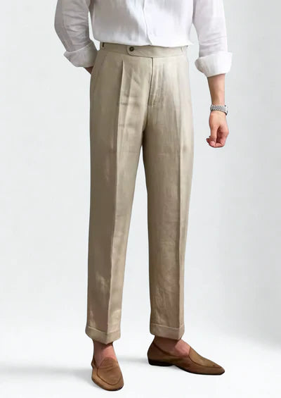 TUSCANY PLEATED COASTAL TROUSERS - Sand