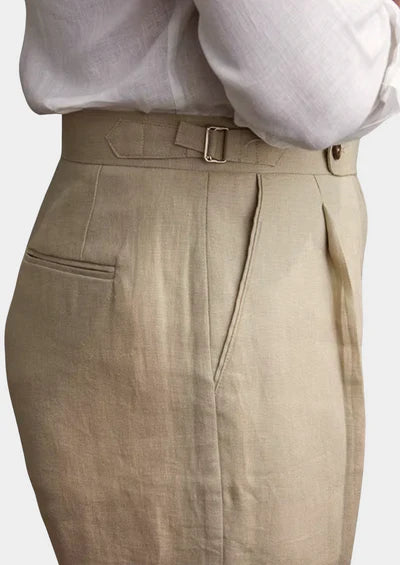 TUSCANY PLEATED COASTAL TROUSERS - Sand