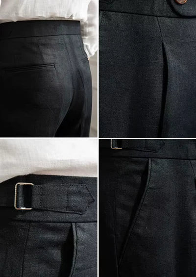 TUSCANY PLEATED COASTAL TROUSERS - Black