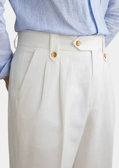 NAPOLI PLEATED COASTAL TROUSERS- White