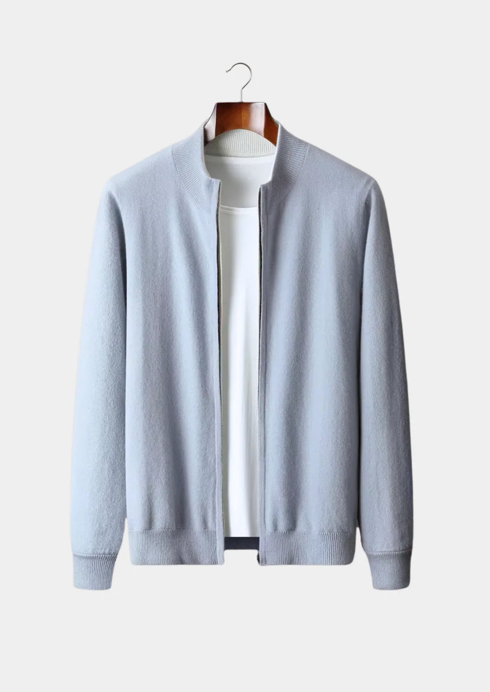 PURE EXTRA-FINE MERINO WOOL ZIP CARDIGAN