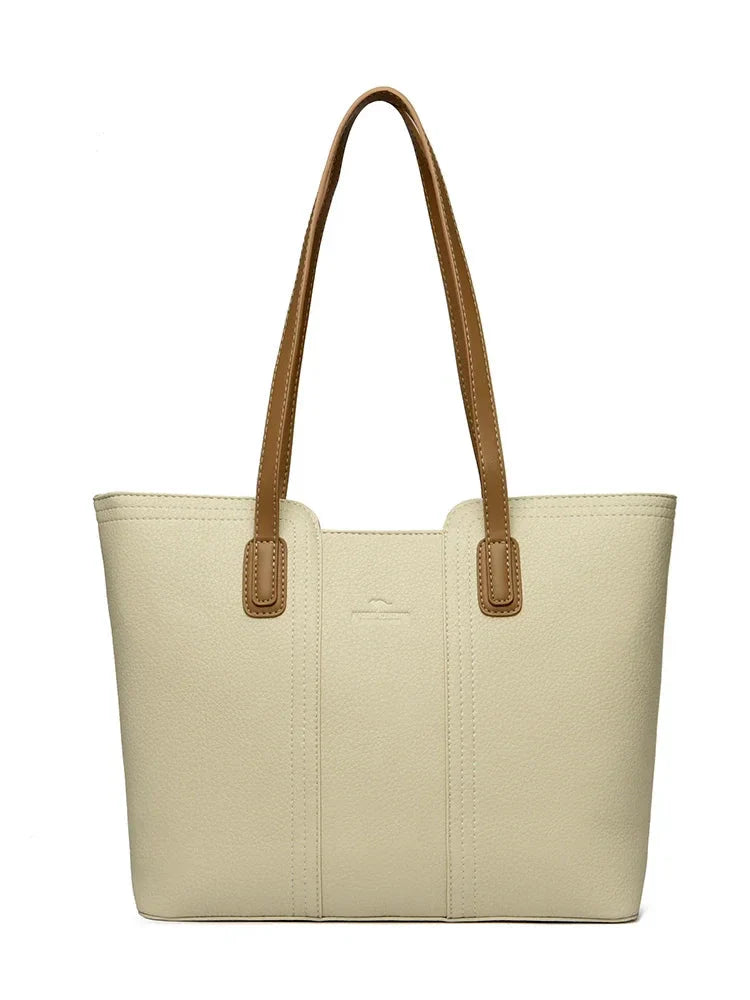 Faux Leather Tote With Zipper