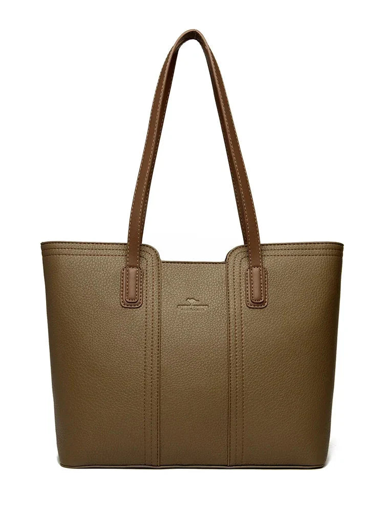 Faux Leather Tote With Zipper