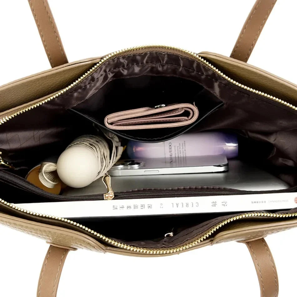 Faux Leather Tote With Zipper