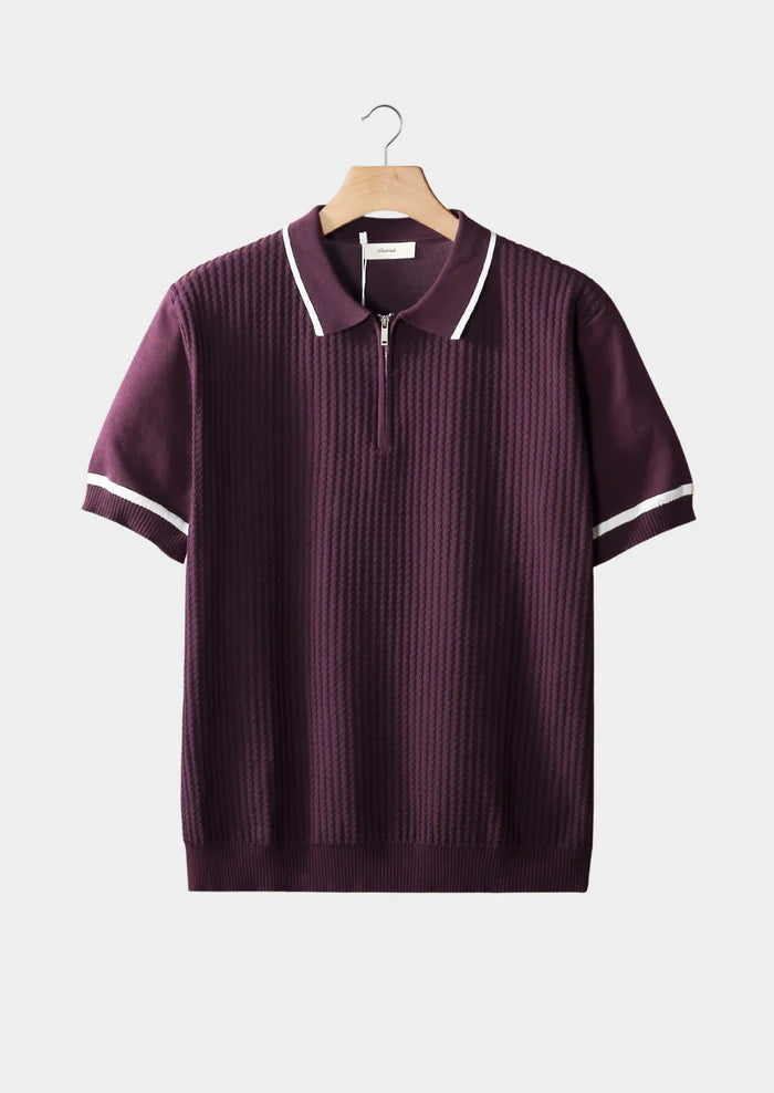 PURPLE CONTRAST TRIM ZIPPER POLO