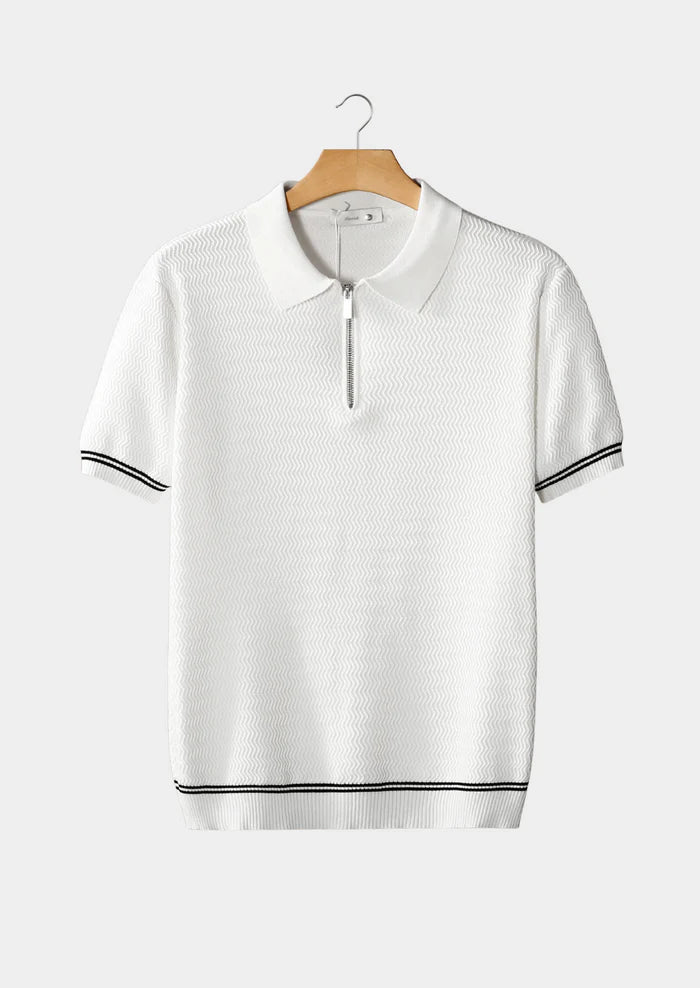 WITTE ZIGZAG GESTRUCTUREERDE RITS POLO