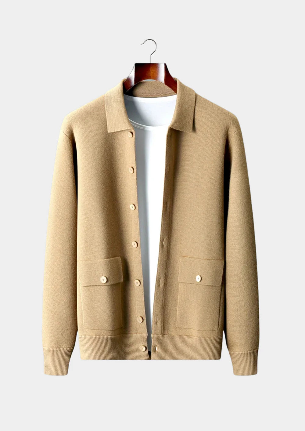 PURE EXTRA-FINE MERINO WOOL BUTTON OVERSHIRT