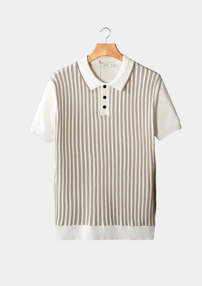 WHITE VERTICAL STRIPED POLO