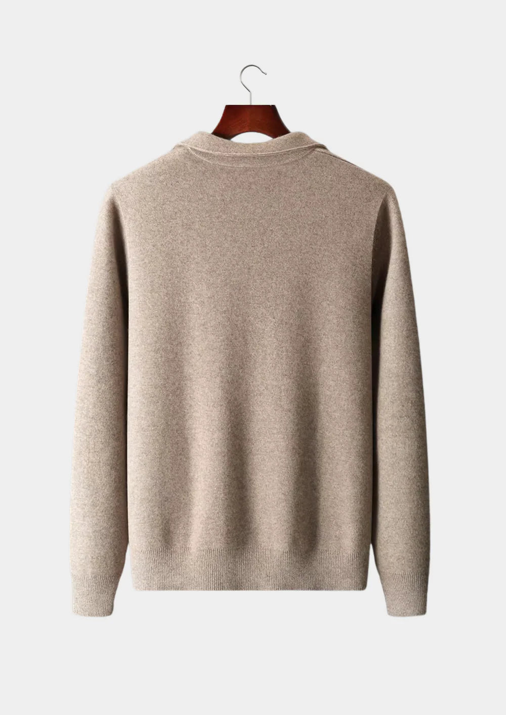 PURE EXTRA-FINE MERINO WOOL ZIP POLO CARDIGAN