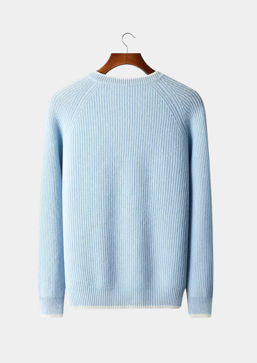 PURE EXTRA-FINE MERINO WOOL TWO TONE CREWNECK