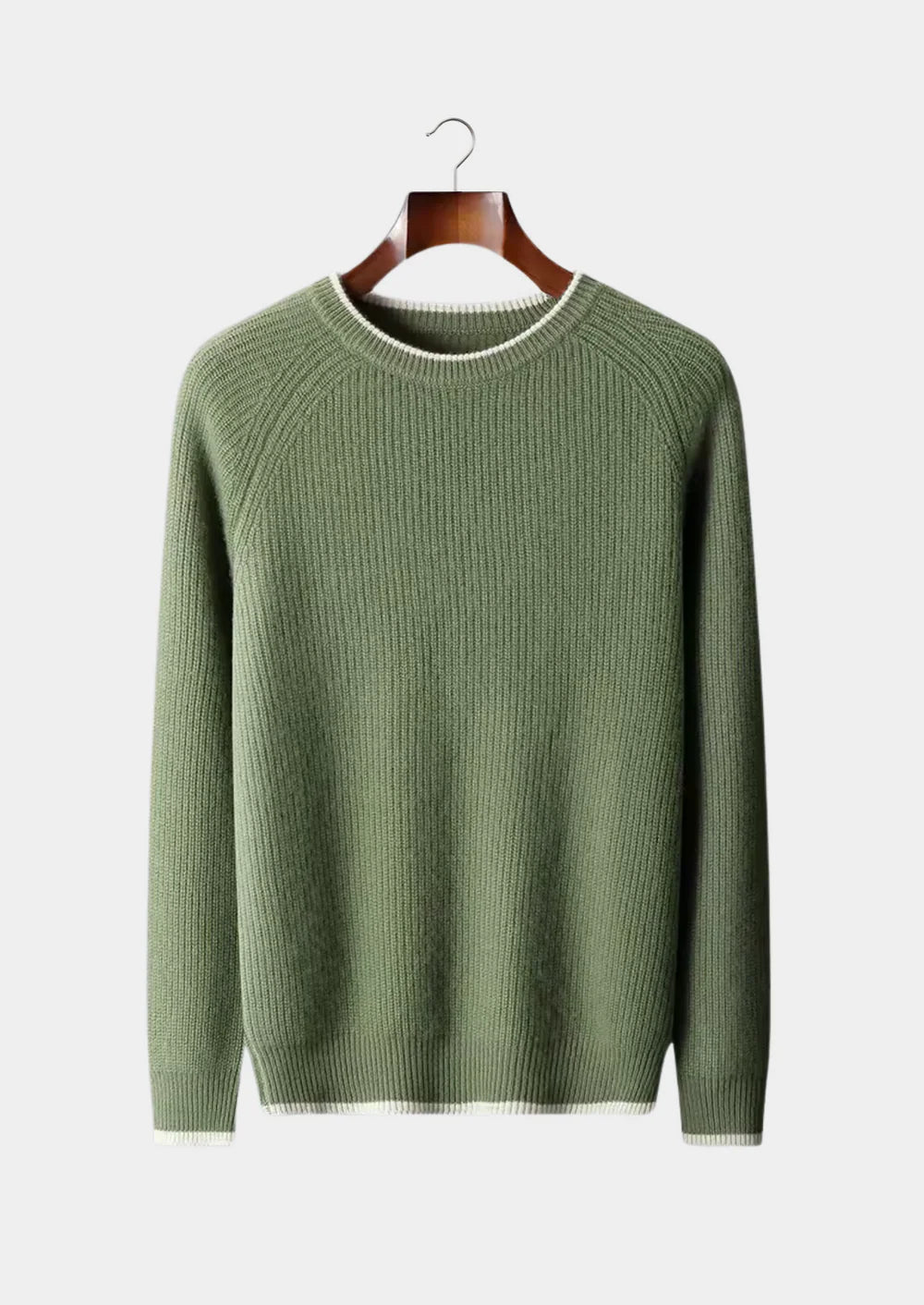 PURE EXTRA-FINE MERINO WOOL TWO TONE CREWNECK