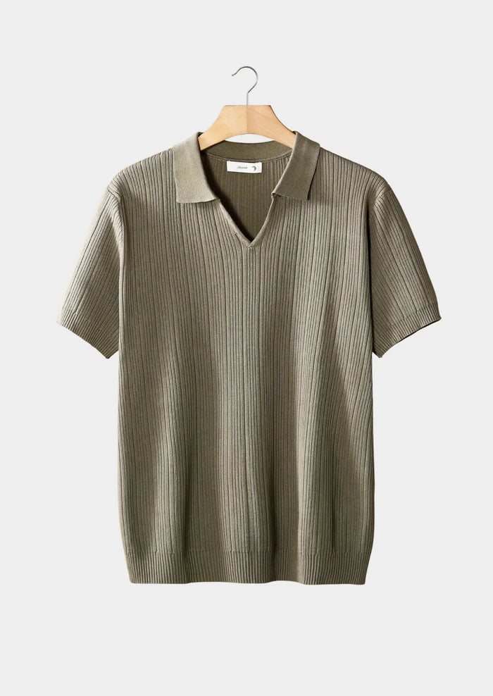 TAUPE OPEN KRAAG GERIBD POLO