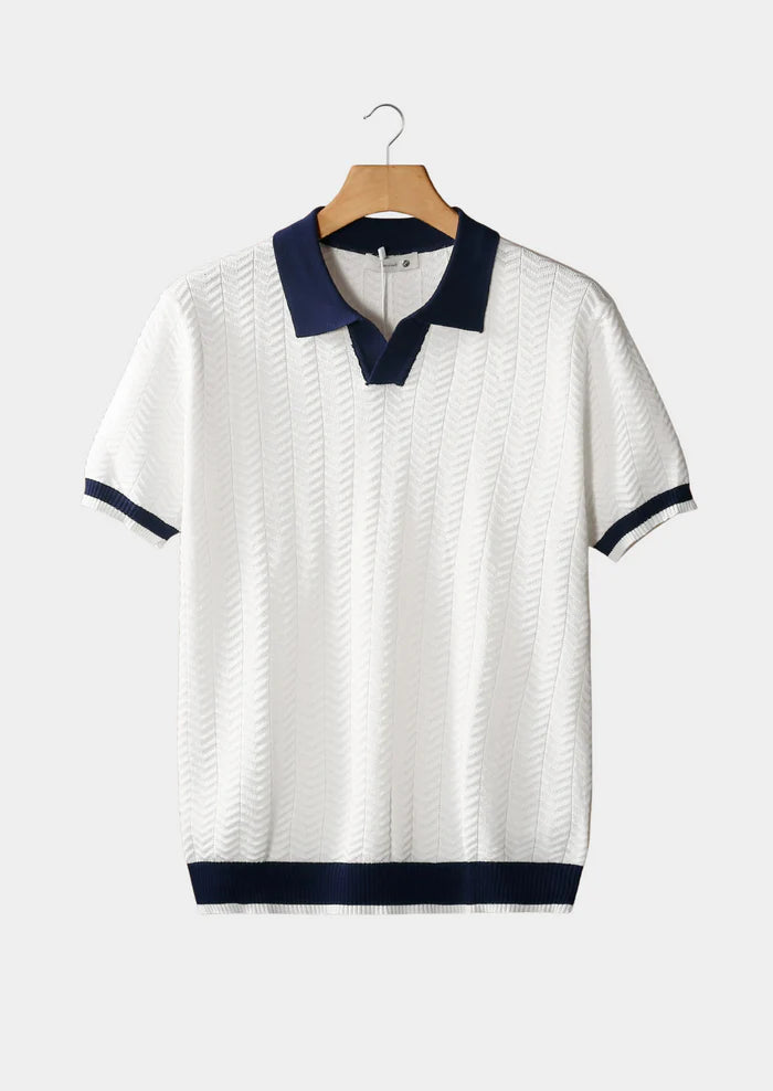 WHITE CONTRAST TEXTURED POLO