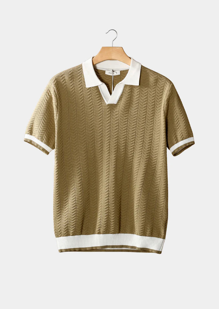 ALMOND CONTRAST TEXTURED POLO