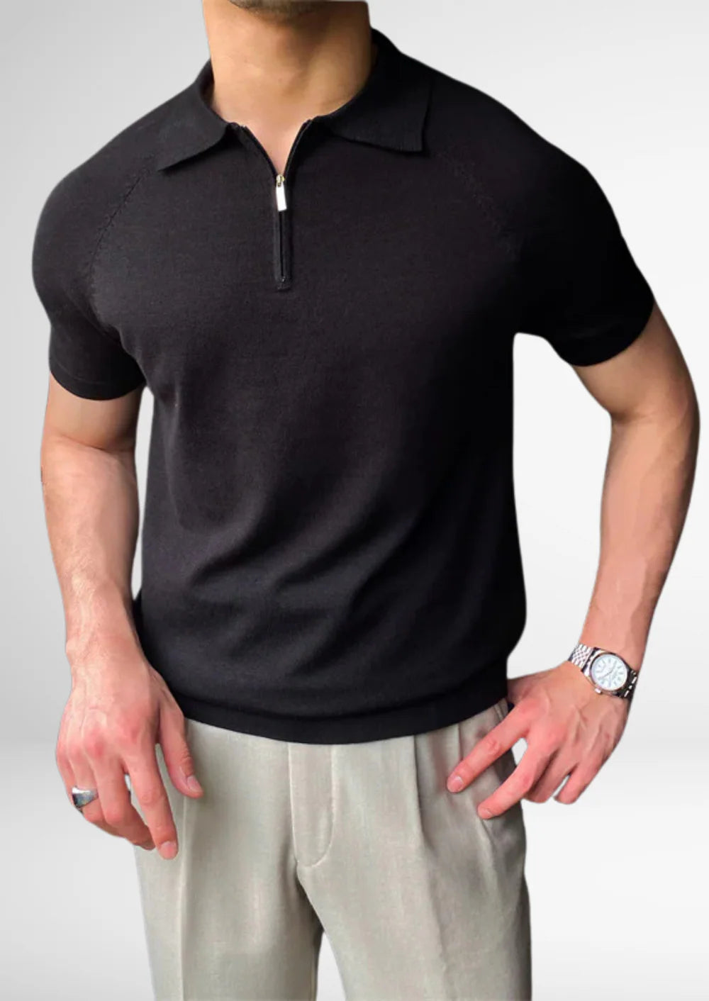 SANTONI QUARTER-ZIP POLO
