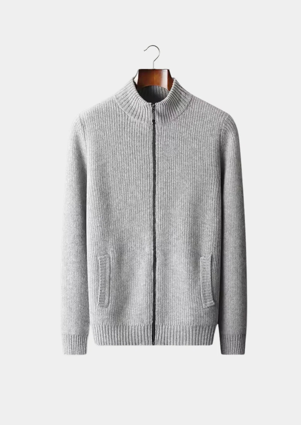 PURE EXTRA-FINE MERINO WOOL RIBBED CARDIGAN