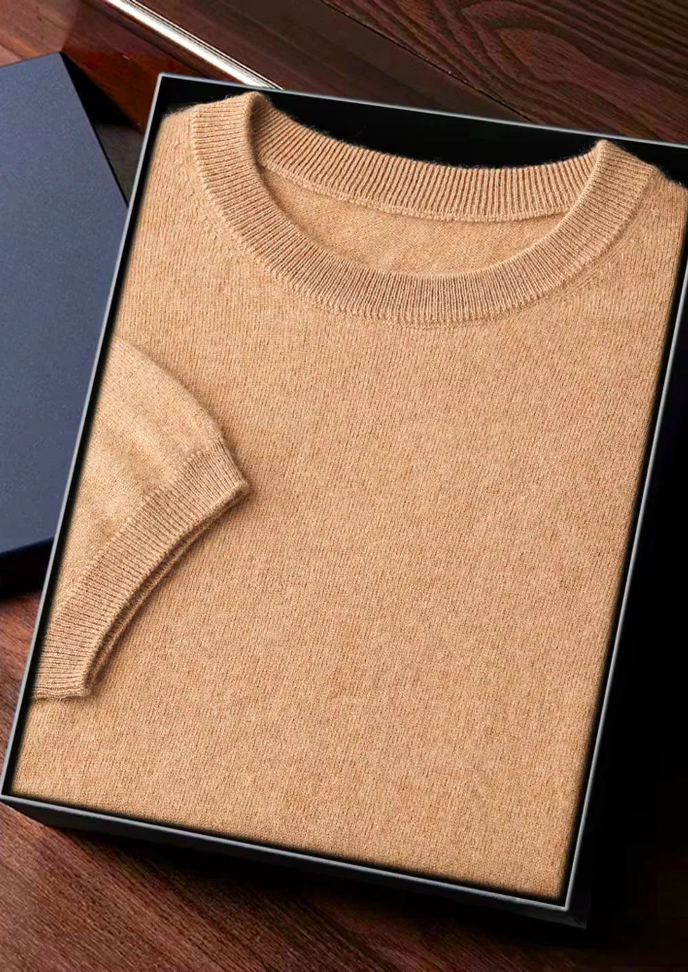 PREMIUM CASHMERE KLASSIEK T-SHIRT MET RONDE HALS