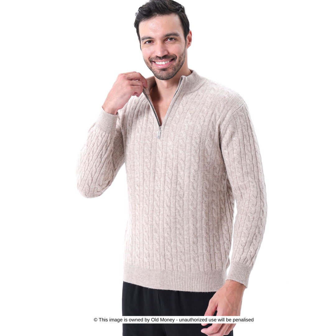 Modaura™ | 100% Cashmere Woven Half Zip