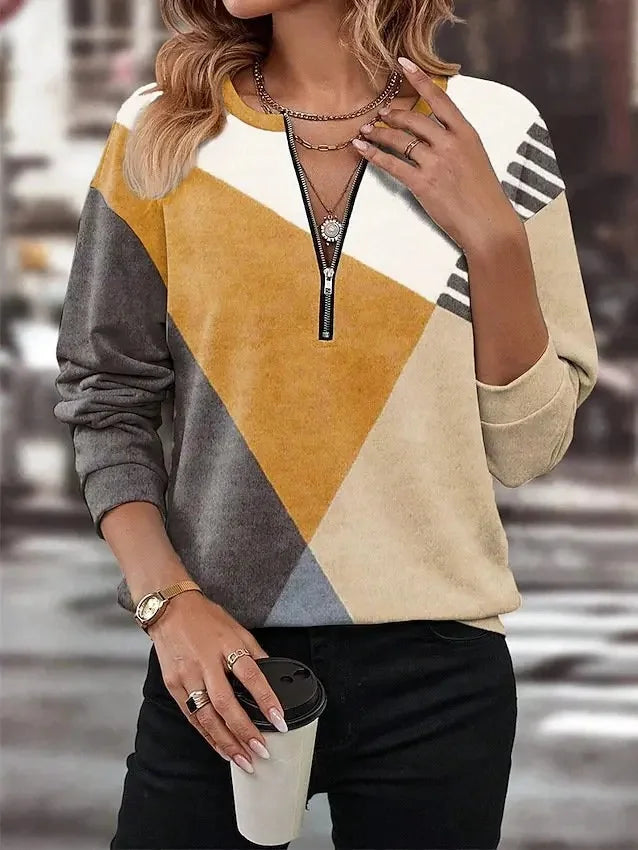 Modaura | Sweatshirt met lange mouwen en V-hals 