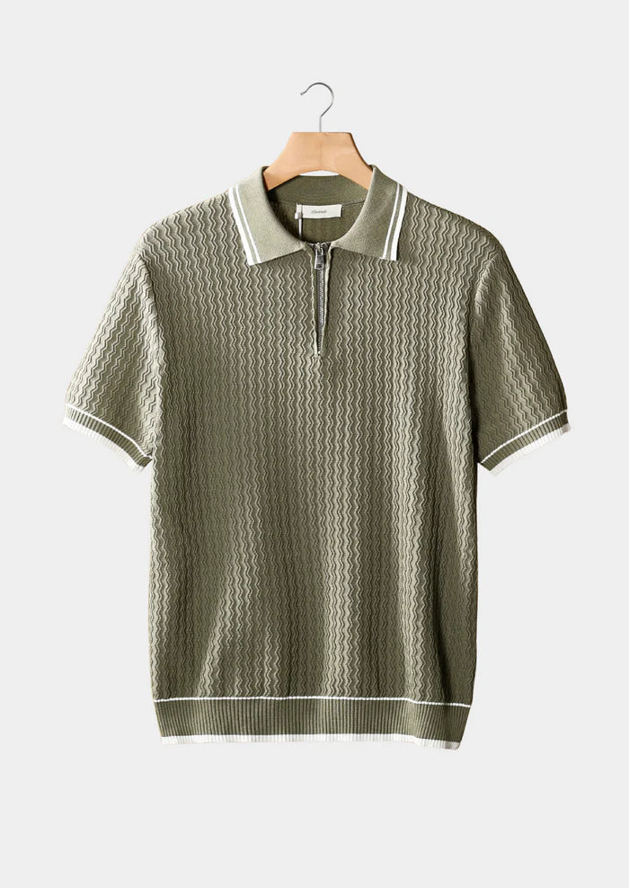 TAUPE GOLVENDE GESTRUCTUREERDE RITS POLO